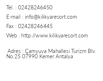 Kilikya Resort amyuva iletiim bilgileri